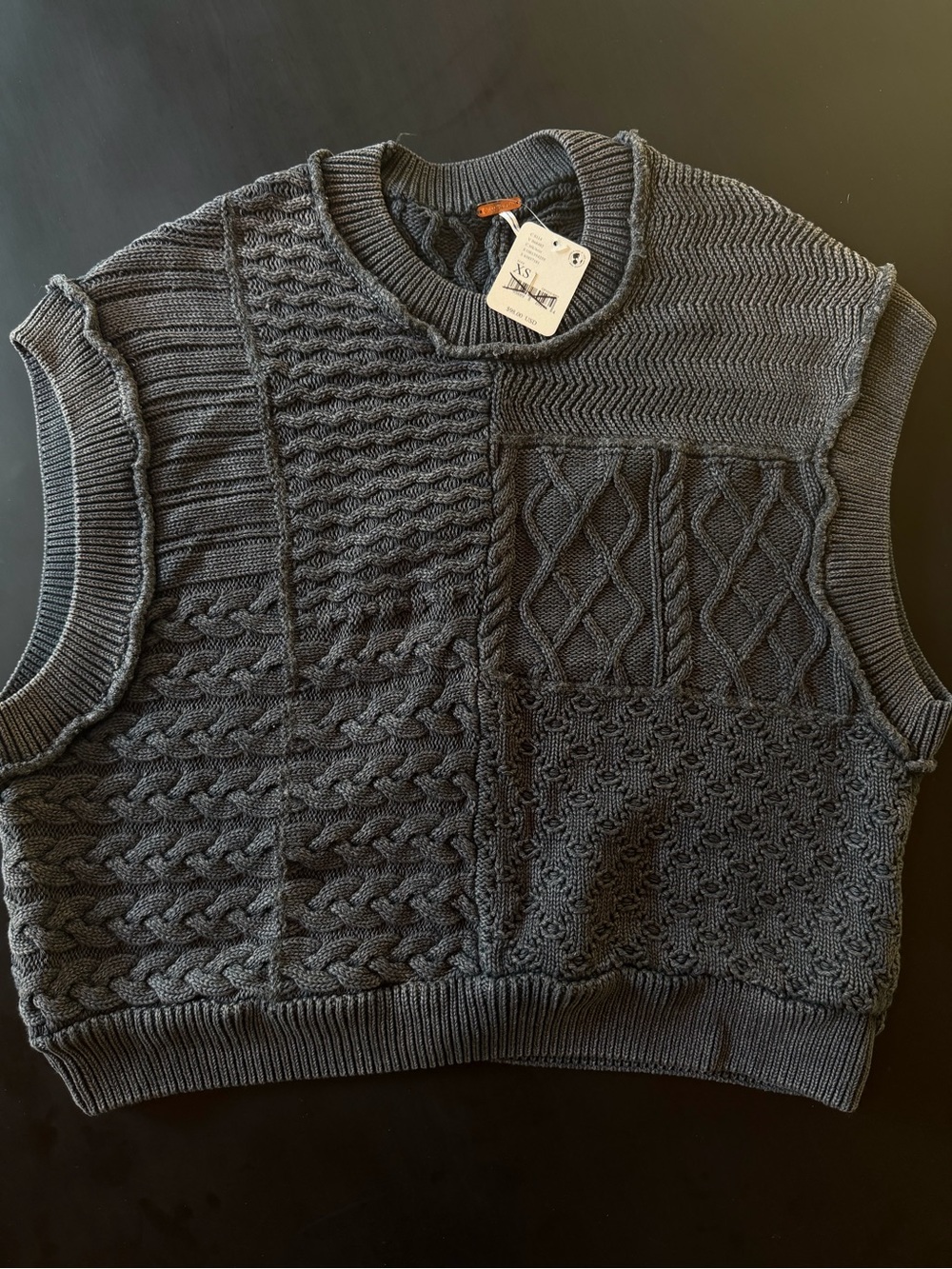 Free People Take the Plunge Charcoal Gray Sweater Vest NWT